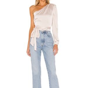 Elegant Cream One-Shoulder Women's Top
